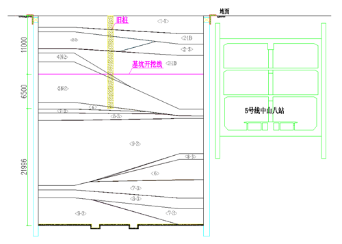 	(图2:西端竖井废弃旧桩地质纵断面图)