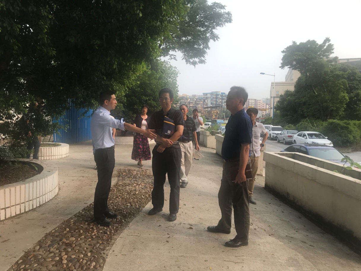（图：西村街领导班子在悦汇城项目附近现场实地考察交通情况）